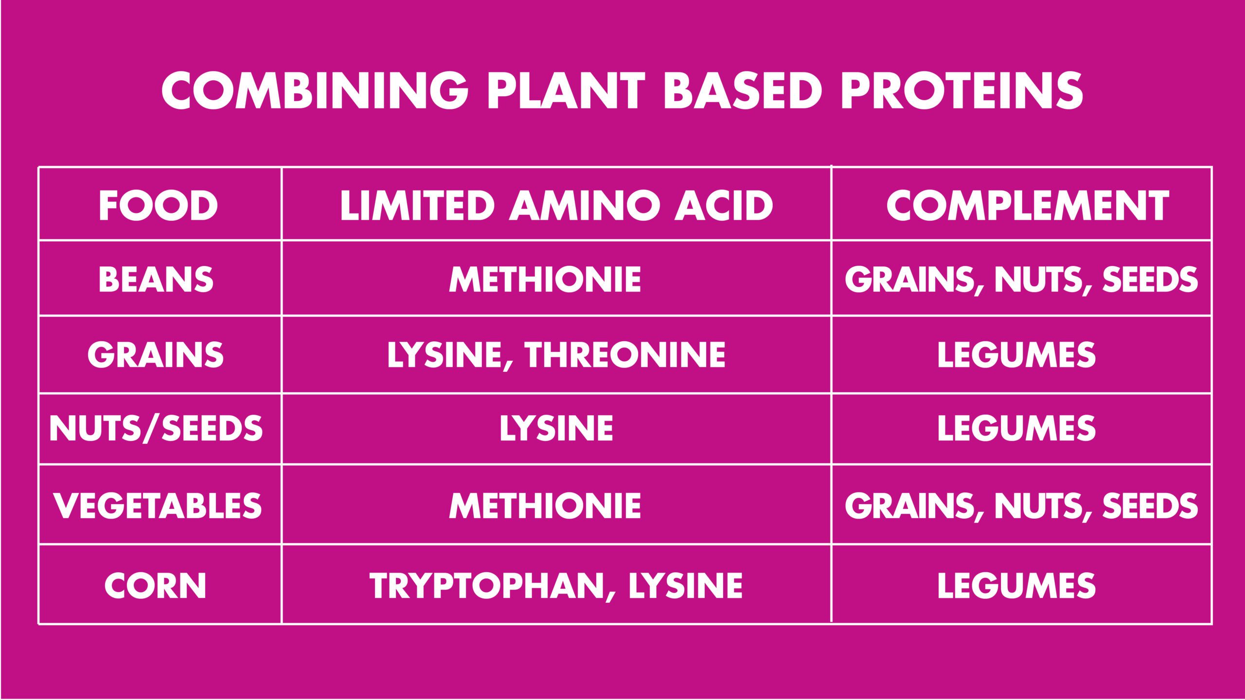Everything you need to know about plant based proteins 1 Plant Based Proteins Table scaled 1