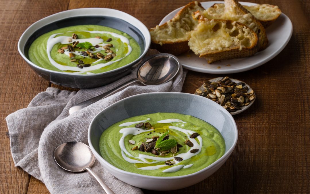 Broccoli & Cheese Soup with Crusty Bread