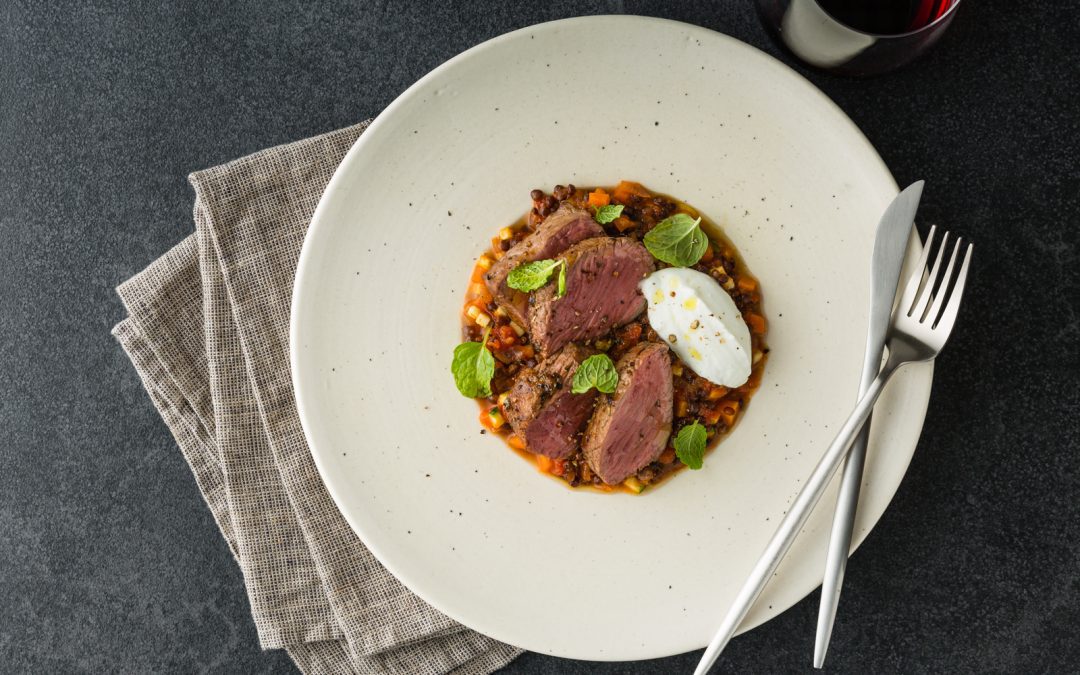 Te Mana Lamb Rump with Lentil Ratatouille & Buffalo Yoghurt