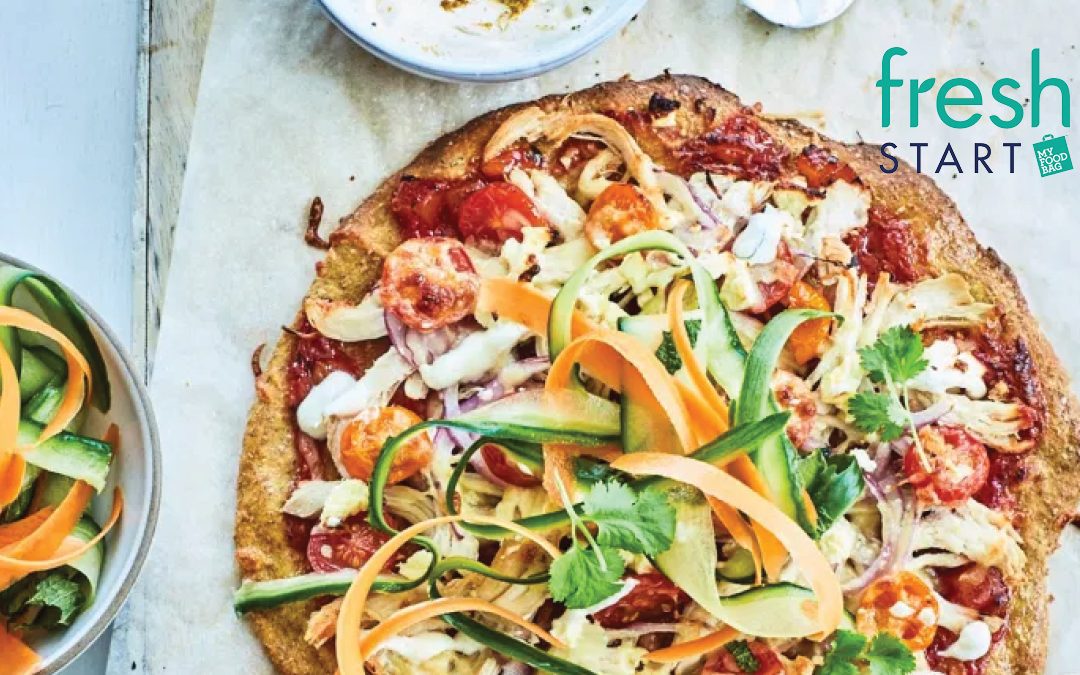 Chicken, Mango and Feta Pizza with a Wholemeal Yoghurt Base