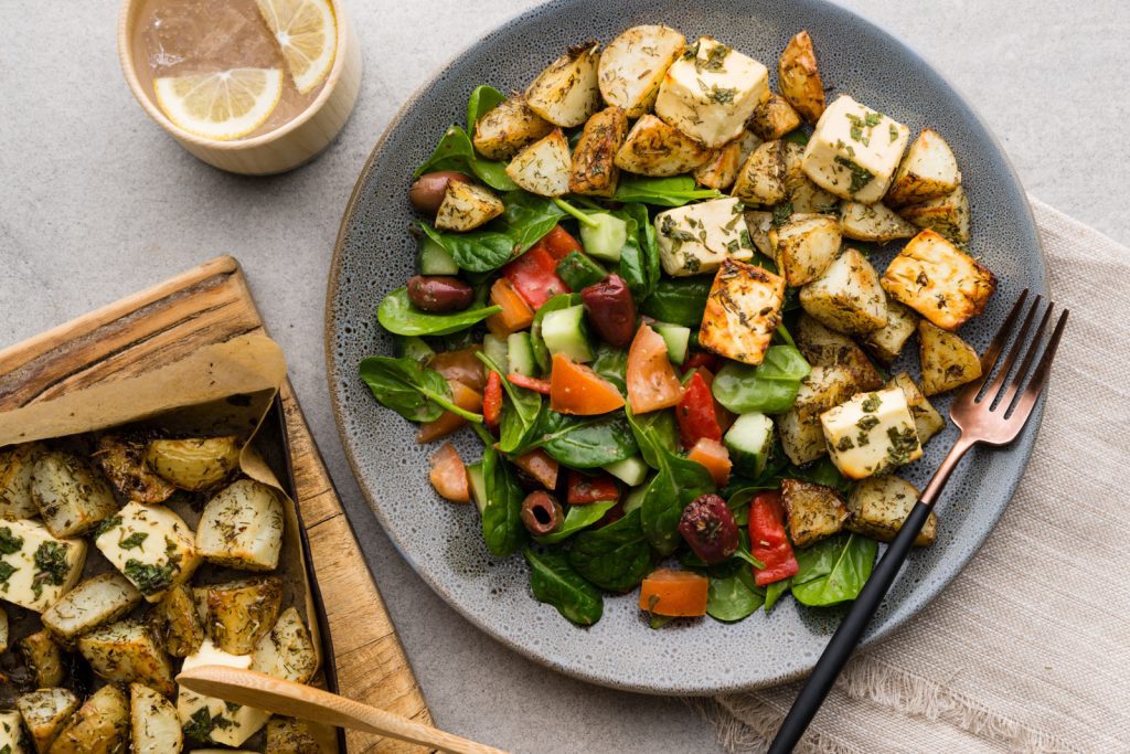 vf c Oregano Honey Roasted Feta with Greek Salad