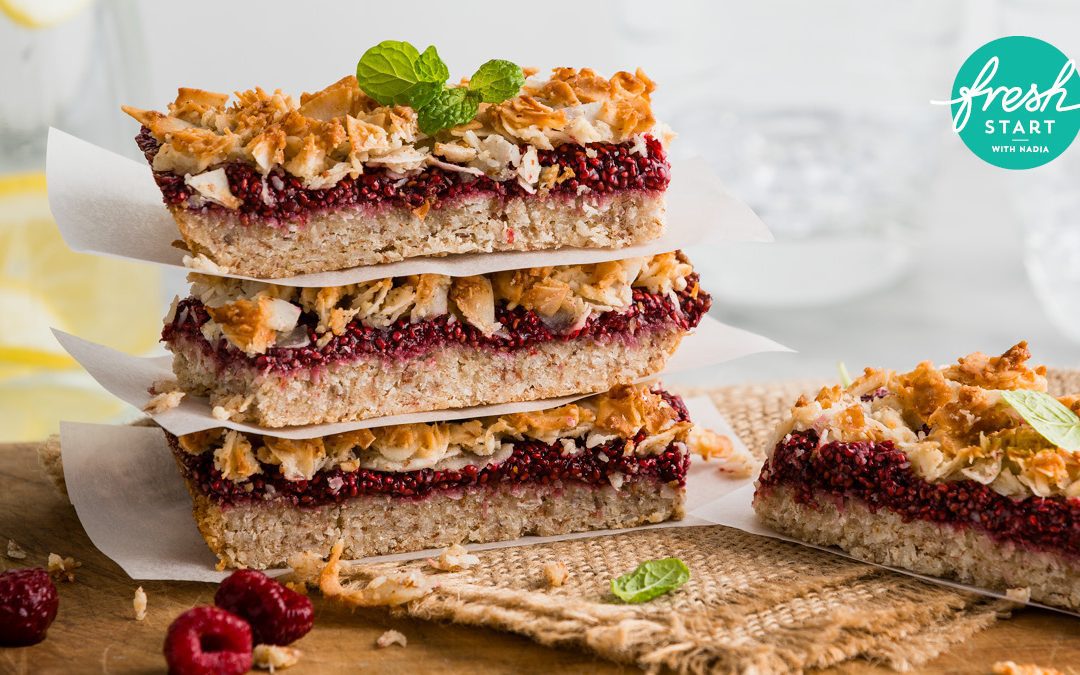 Raspberry Coconut Crumble Bars