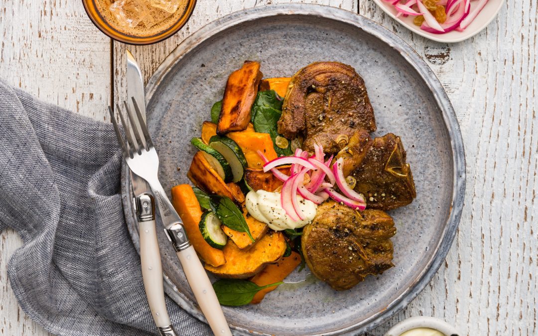Te Mana Lamb Loin Chops with Kumara Salad & Whipped Feta