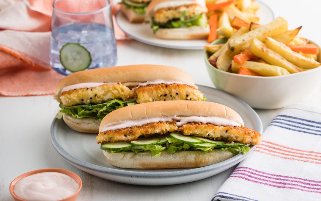 Japanese Fish Finger Rolls with Sesame Chippies