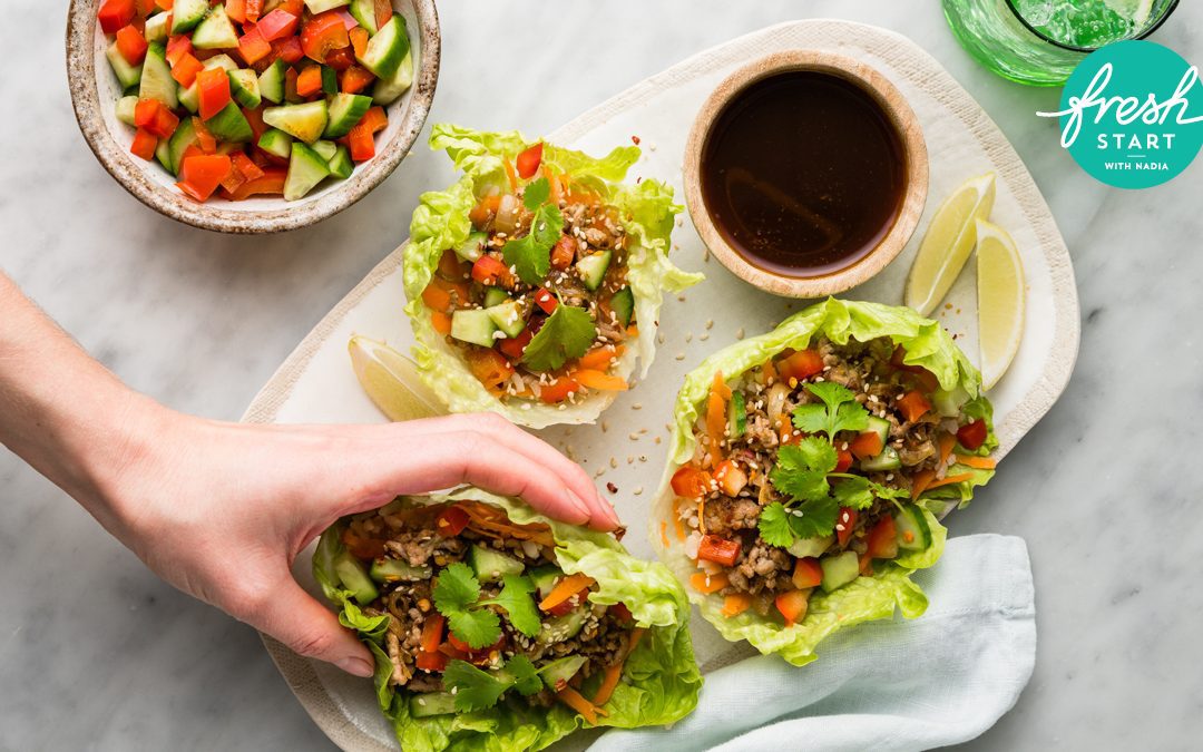 Lemongrass Pork San Choy Bau with Cucumber Salsa