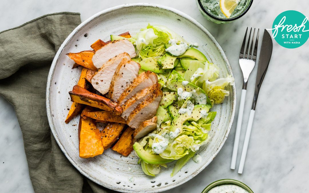 Texan Pork Sirloin Steaks with Avocado Salad & Ranch