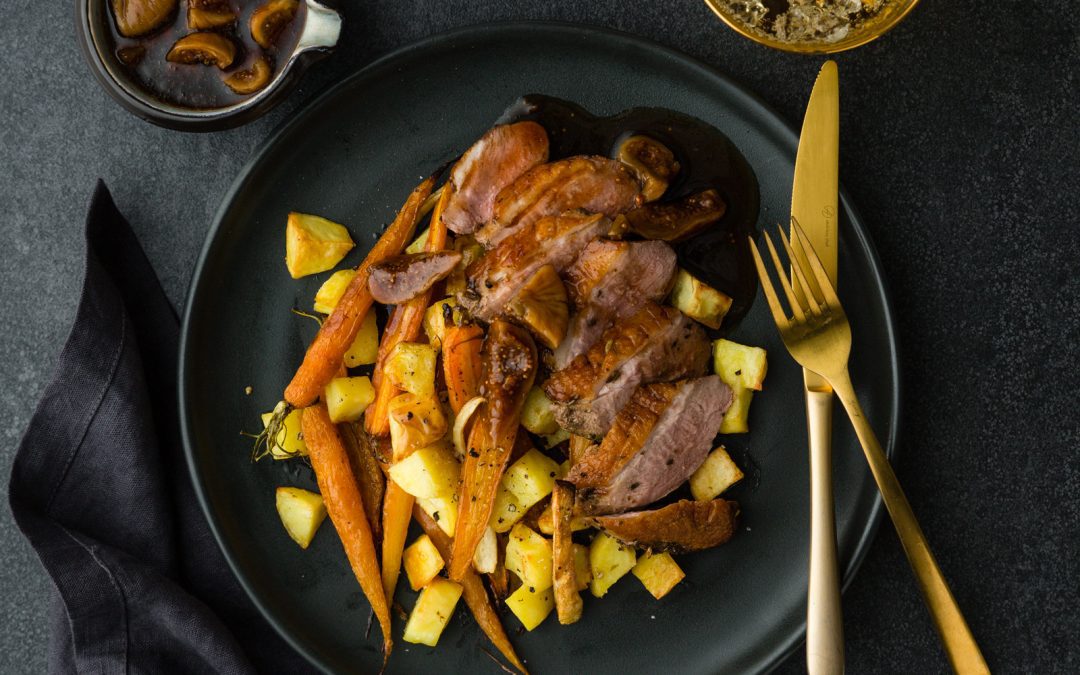 Herb Roasted Duck Breast with Baby Carrots & Fig Jus