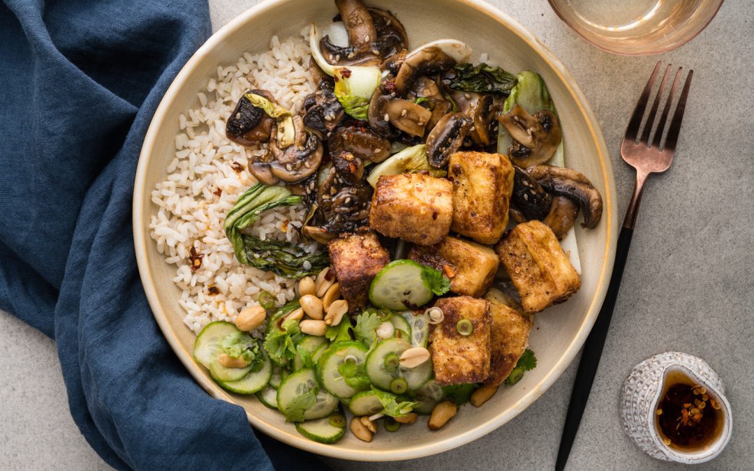 Salt & Pepper Tofu with Kung Pao Stir-Fry & Peanuts