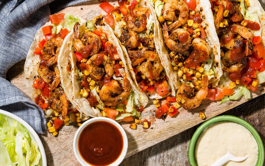 BBQ Chipotle Prawn Tacos with Salsa & Aioli