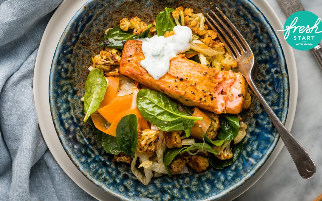 Tandoori Salmon Salad with Coriander Yoghurt