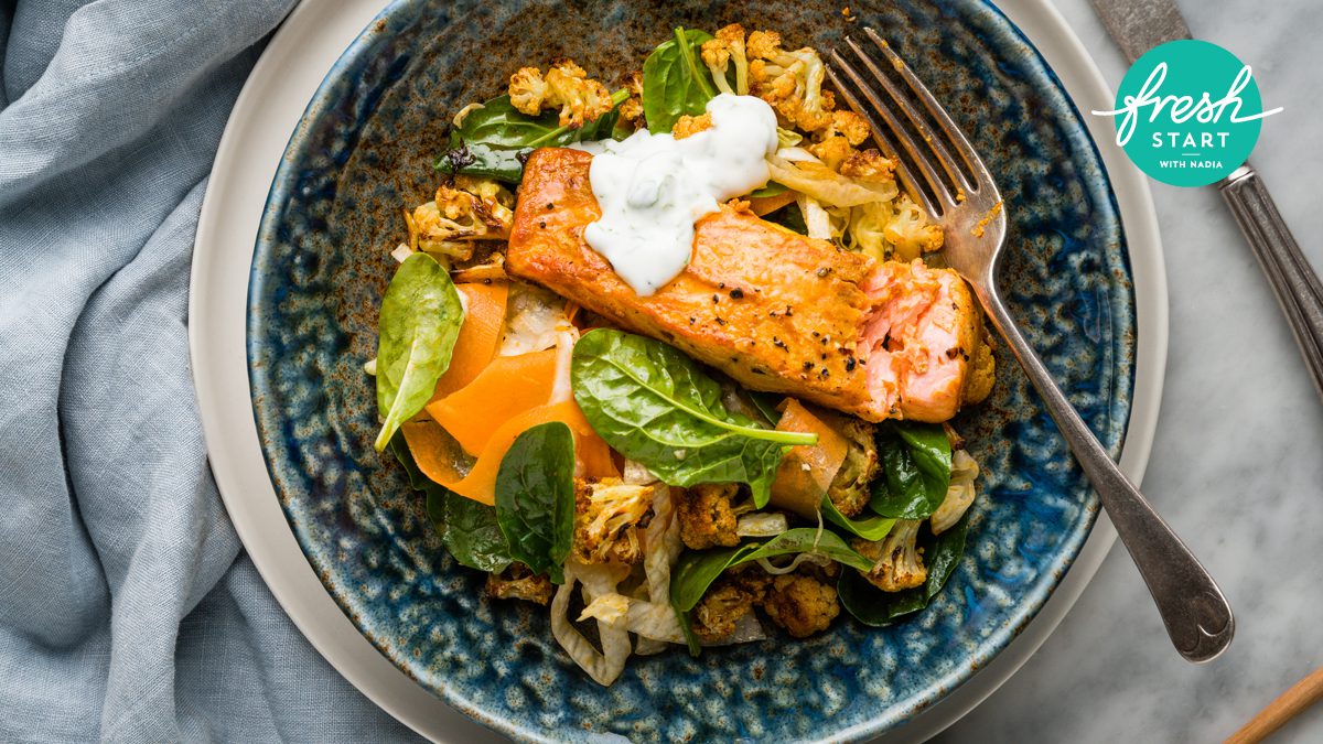 Tandoori Salmon Salad With Coriander Yoghurt | Fresh Start - Recipes