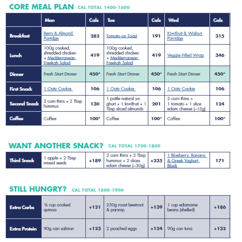The Programme Plus Meal Plan 6 1 meal plan 66