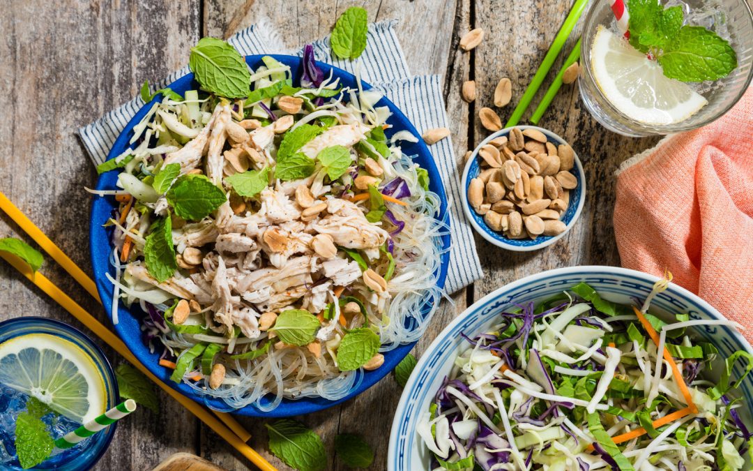 Summer Vietnamese Poached Chicken with Bok Choy Peanut Slaw