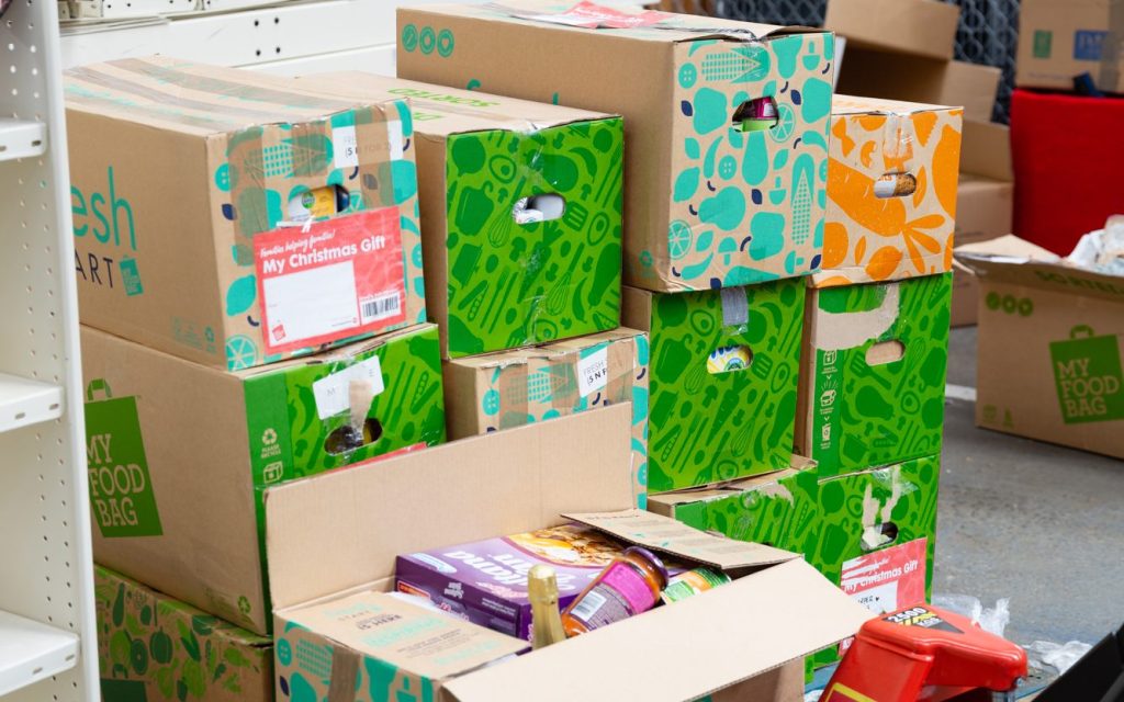 Our 2020 Christmas Gift Campaign 3 Boxes donated by My Food Bag customers at Auckland City Mission.