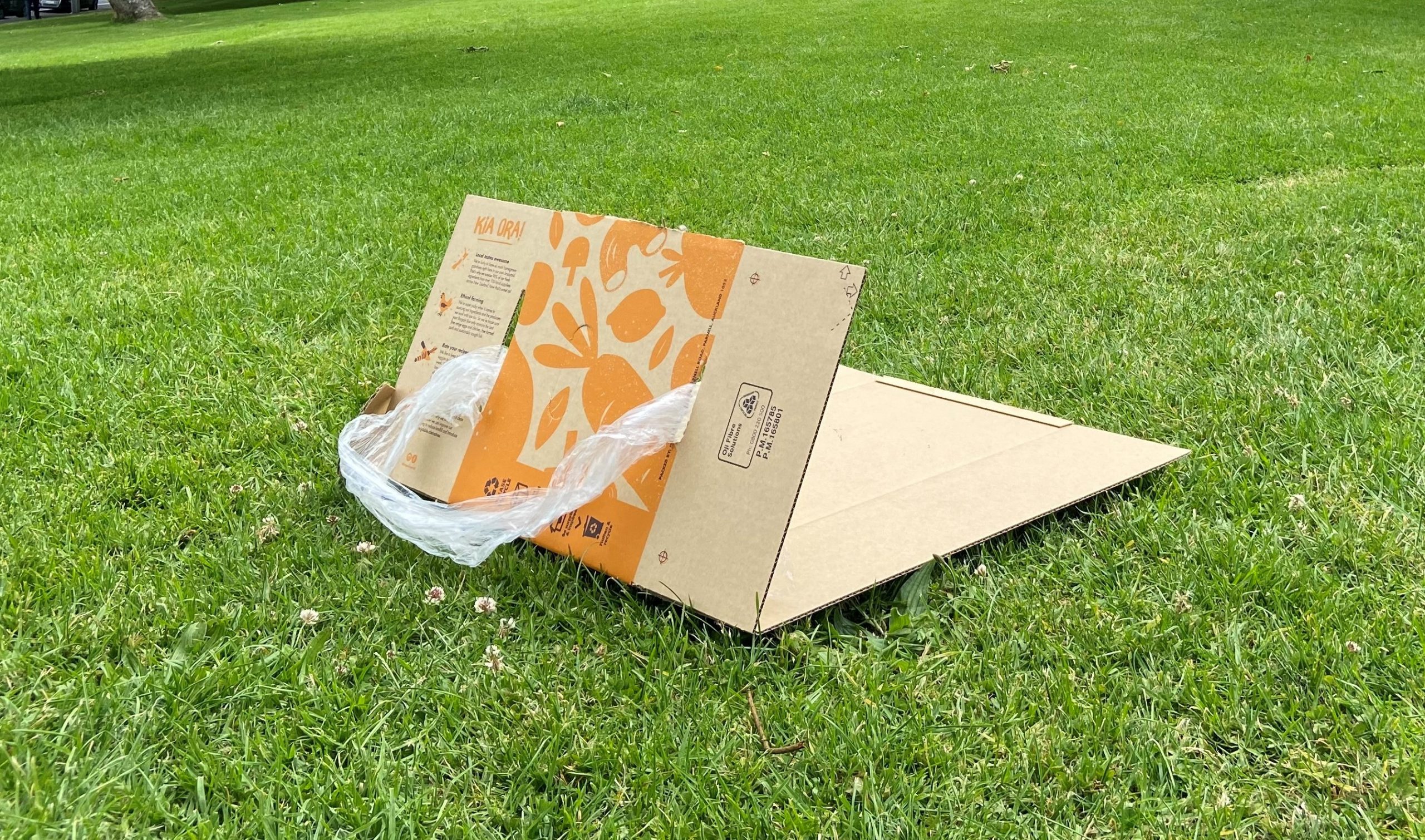 A grass sled made from a Bargain Box.