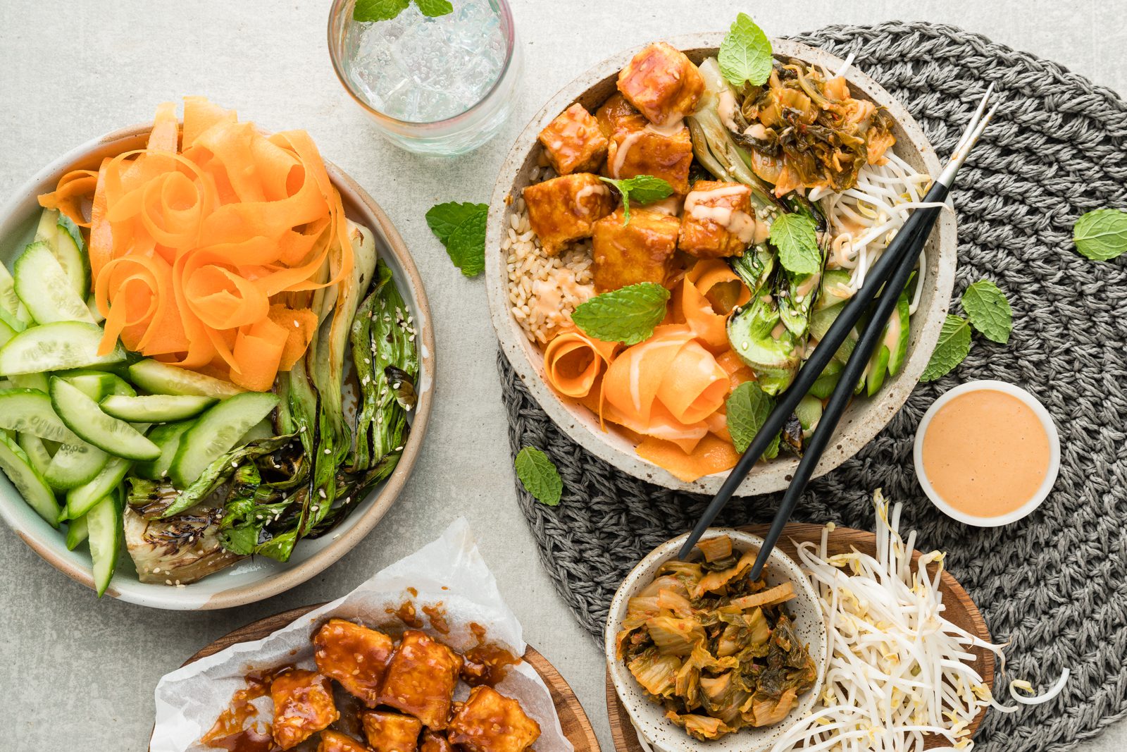 Korean Sticky Tofu Bites With Sesame Bok Choy & Gochujang Sauce | Recipes