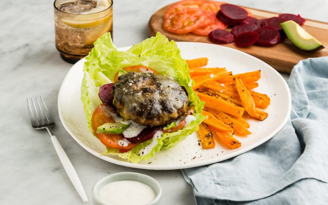 Naked Beef & Cheese Burgers with Avo & Beetroot