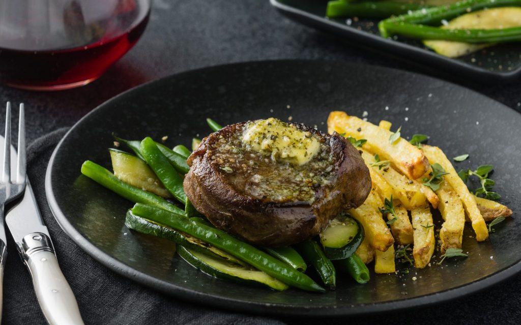 MC Seared Beef Eye Fillet with Truffle Butter Herby Handcut Chips alt 1 edited