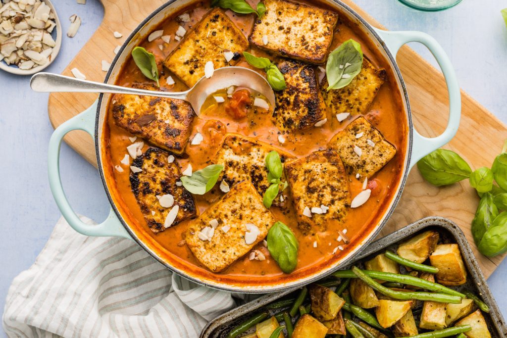 PB Creamy Tuscan Tomato Baked Tofu with Roasties Basil alt 1 BLOG 1