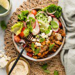 FS Greek Beef Chickpea Bowl with Feta Salad Hummus