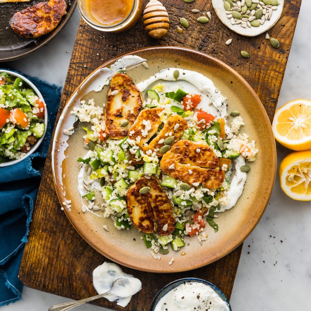 4 Key Nutrients for Vegetarians 4 FS Seedy Honey Haloumi with Tabbouleh Chilli Yoghurt alt1 4