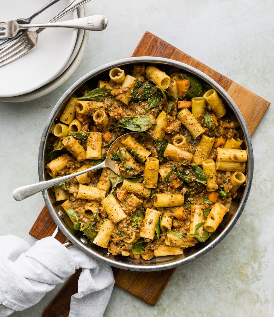 MC Creamy White Bolognese with Plant Based Mince Rigatoni