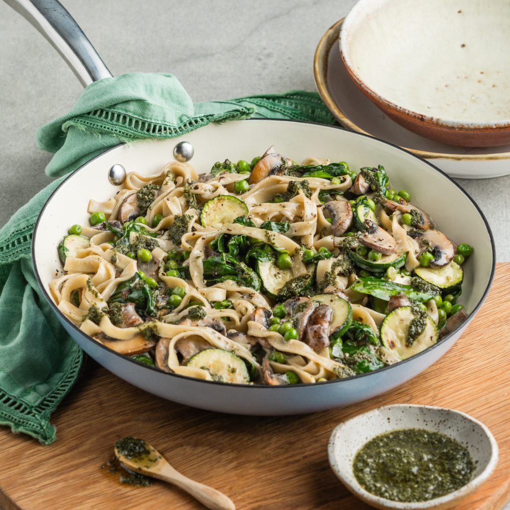 PB Creamy Mushroom Fettuccine Pasta with Roasted Pistachios Basil opt 1