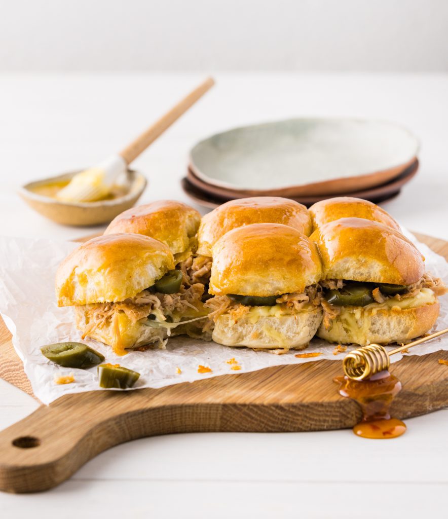 K Pulled Pork Sliders with Sweet Sting Honey