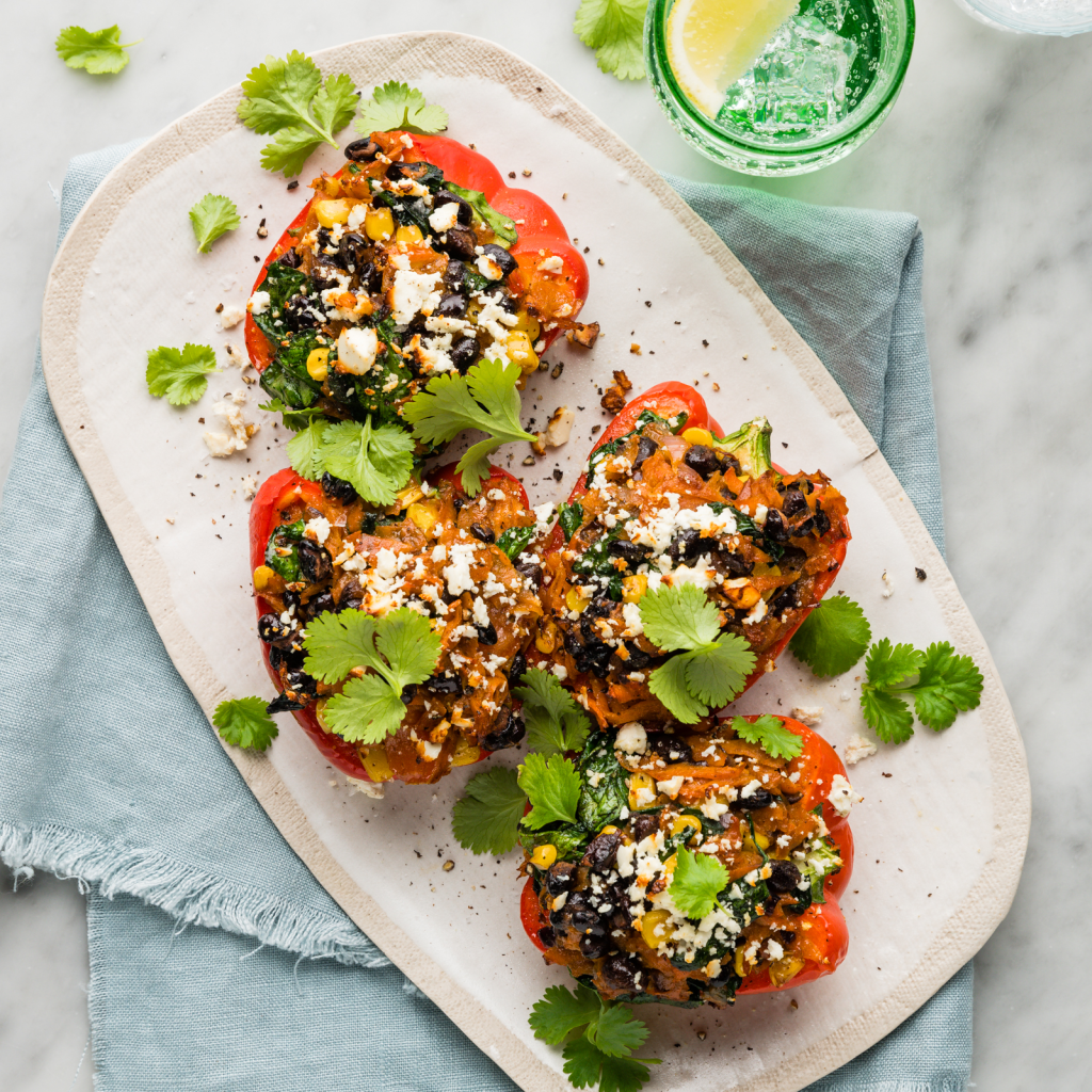 FS leftover black bean stuffed capsicums