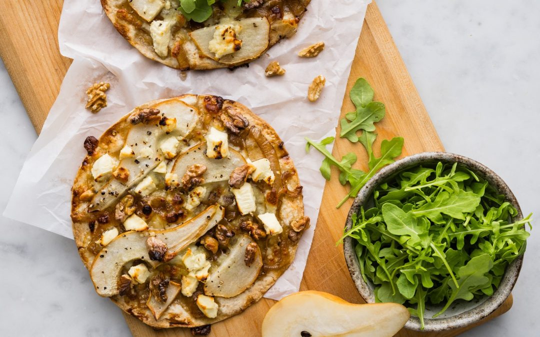 Pear, Feta & Walnut Wrap Pizzas