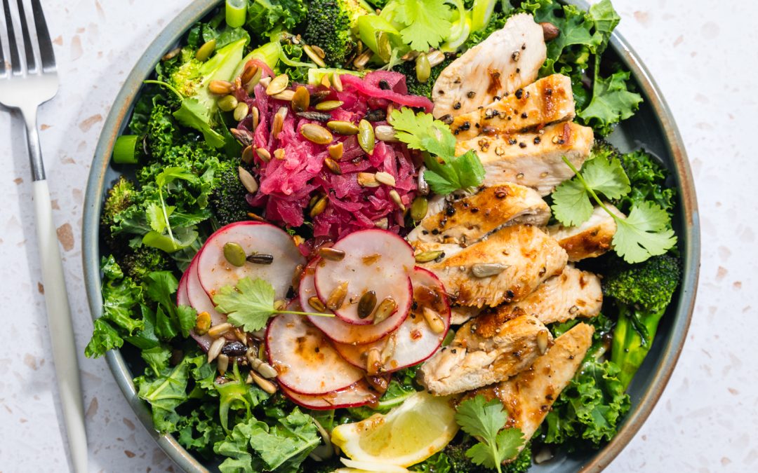 Chicken & Super Seed Green Bowl with Kraut & Lime 