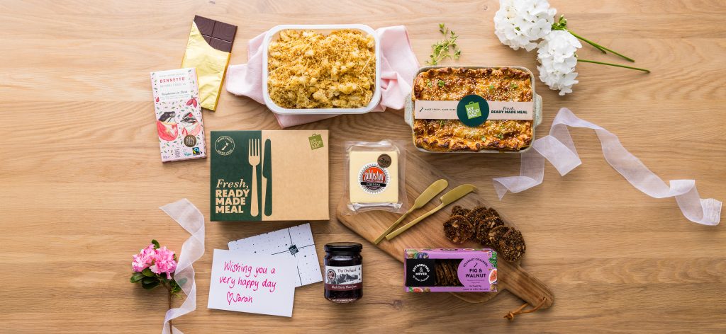 Gift Box for Her Care Package with two Ready Made Meals and sweet and savoury artisan treats by My Food Bag.